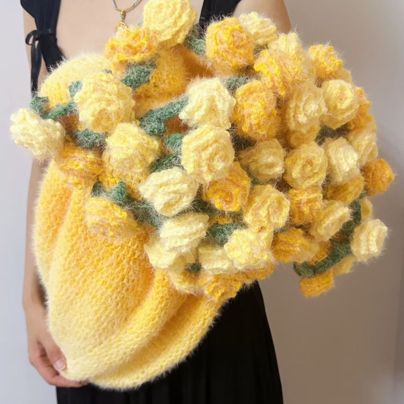 FINISHED Handmade Crochet Flower Dreamy Throw Blanket Bouquet Rose Bouquet Knitted Bouquet Ready-Made Blanket