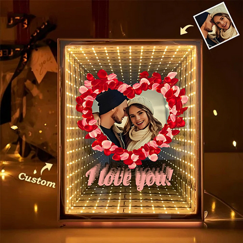 Personalised Couple Photo Love Corridor Custom Picture Mirror Lamp Gift for Couples