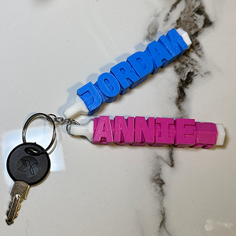 Personalised 3D Printed Name Keychain Custom Text Key Ring  Name Tags for School Bags Unique Gifts for Kids