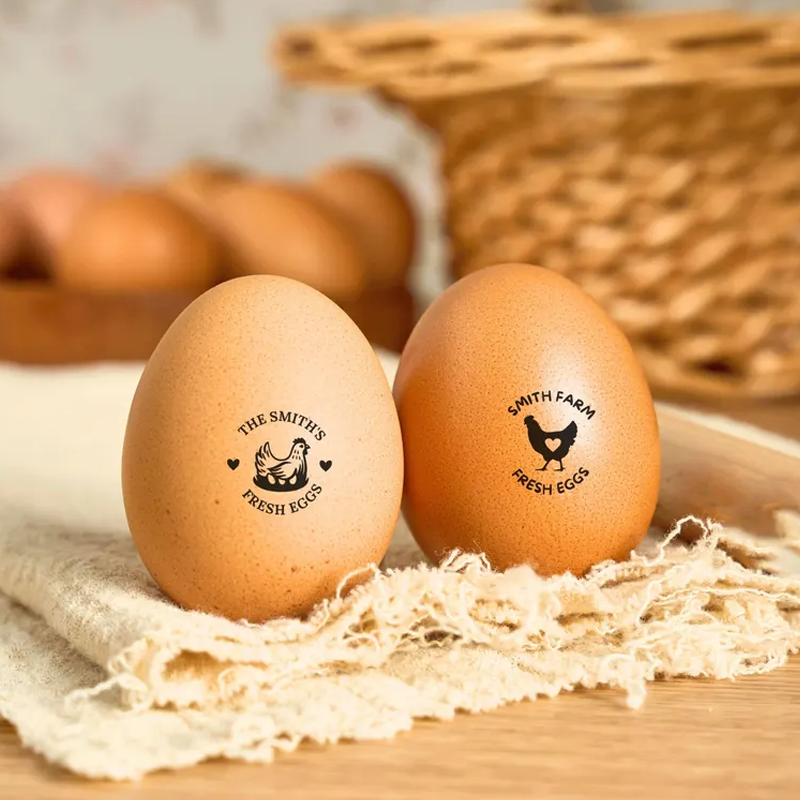 Personalised Egg Stamp Custom Multiple Sizes Chicken Silhouette Hens Egg Safe Label Text with Food-Grade Ink Gifts for Chicken Lovers and Owners