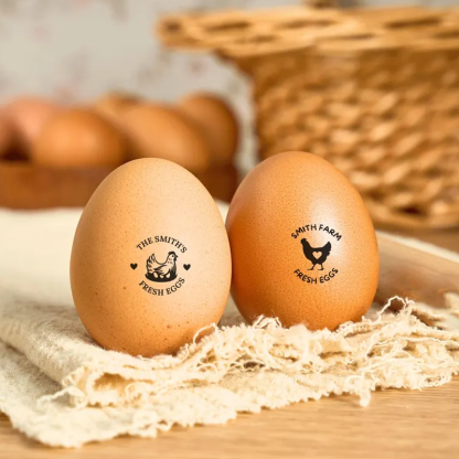 Personalised Egg Stamp Custom Multiple Sizes Chicken Silhouette Hens Egg Safe Label Text with Food-Grade Ink Gifts for Chicken Lovers and Owners