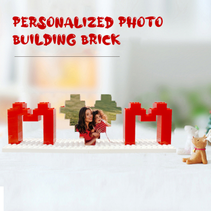 Custom Building Brick Puzzle Personalised Building Block Mom Heart Photo Block Gifts for Mom
