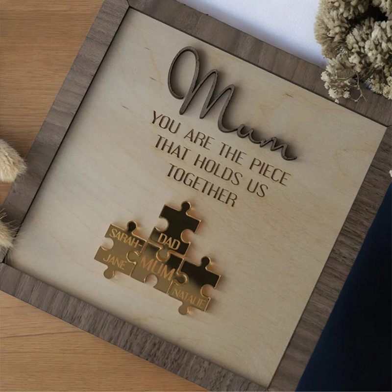 Personalised Name Wooden Puzzle Custom Sign mum You Are the Piece That Holds Us Together Gifts for mum