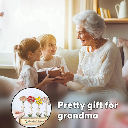 Personalised Wooden Birth Flower Garden Sign Grandma's Garden Names & Birth Month Flowers