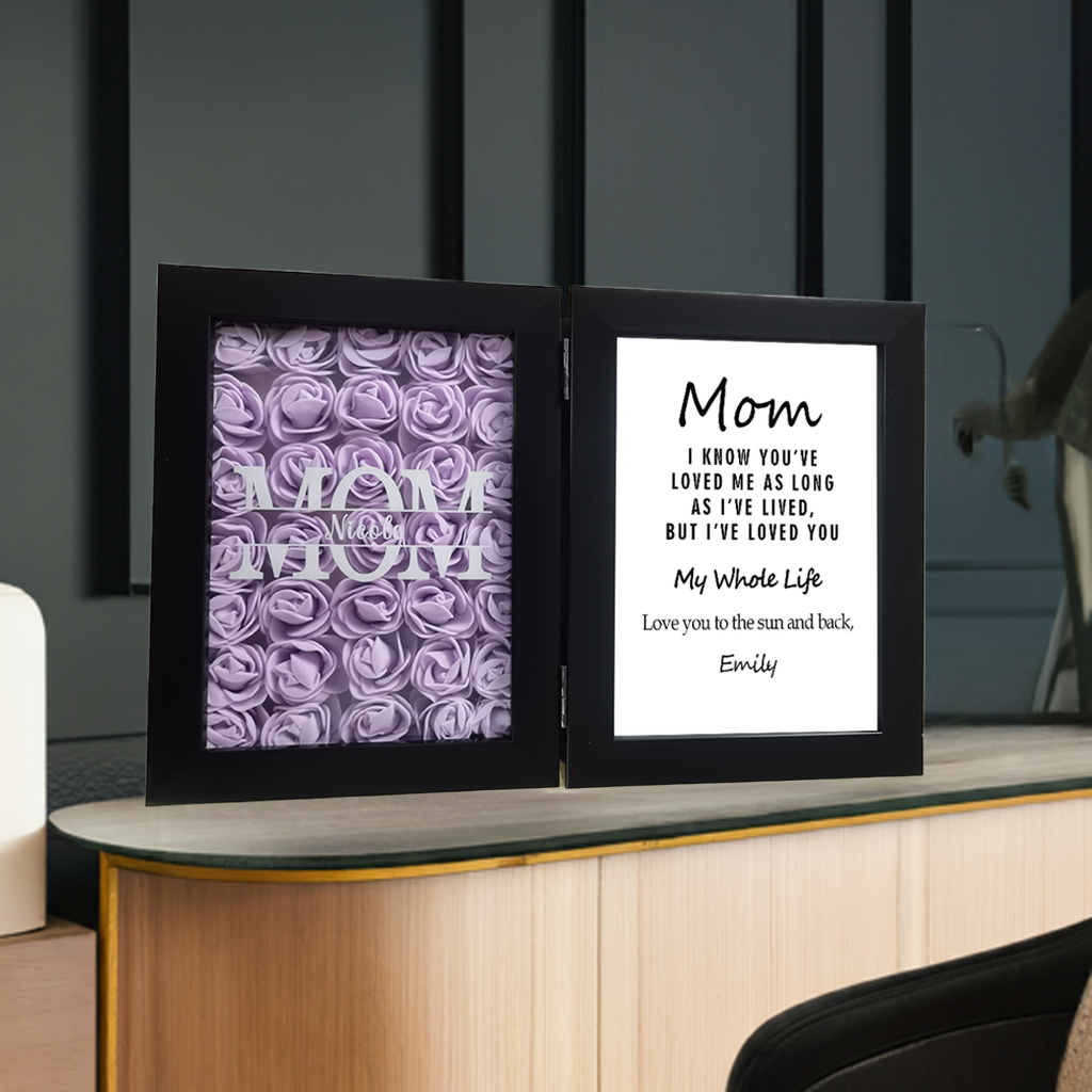 Custom Kids Names Heart Flower Shadow Box Personalised Flower Frame Mothers Day Gifts