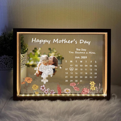 Personalised Photo and Date Birth Night Light Frame Box the Day You Became My Mother Gifts for Mom