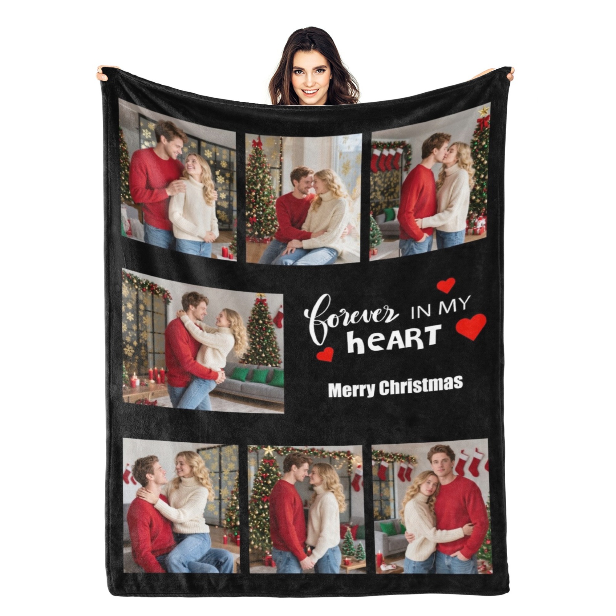 Custom Collage Photo Blanket Personalised Throw Blanket with Photos Text Christmas Gifts