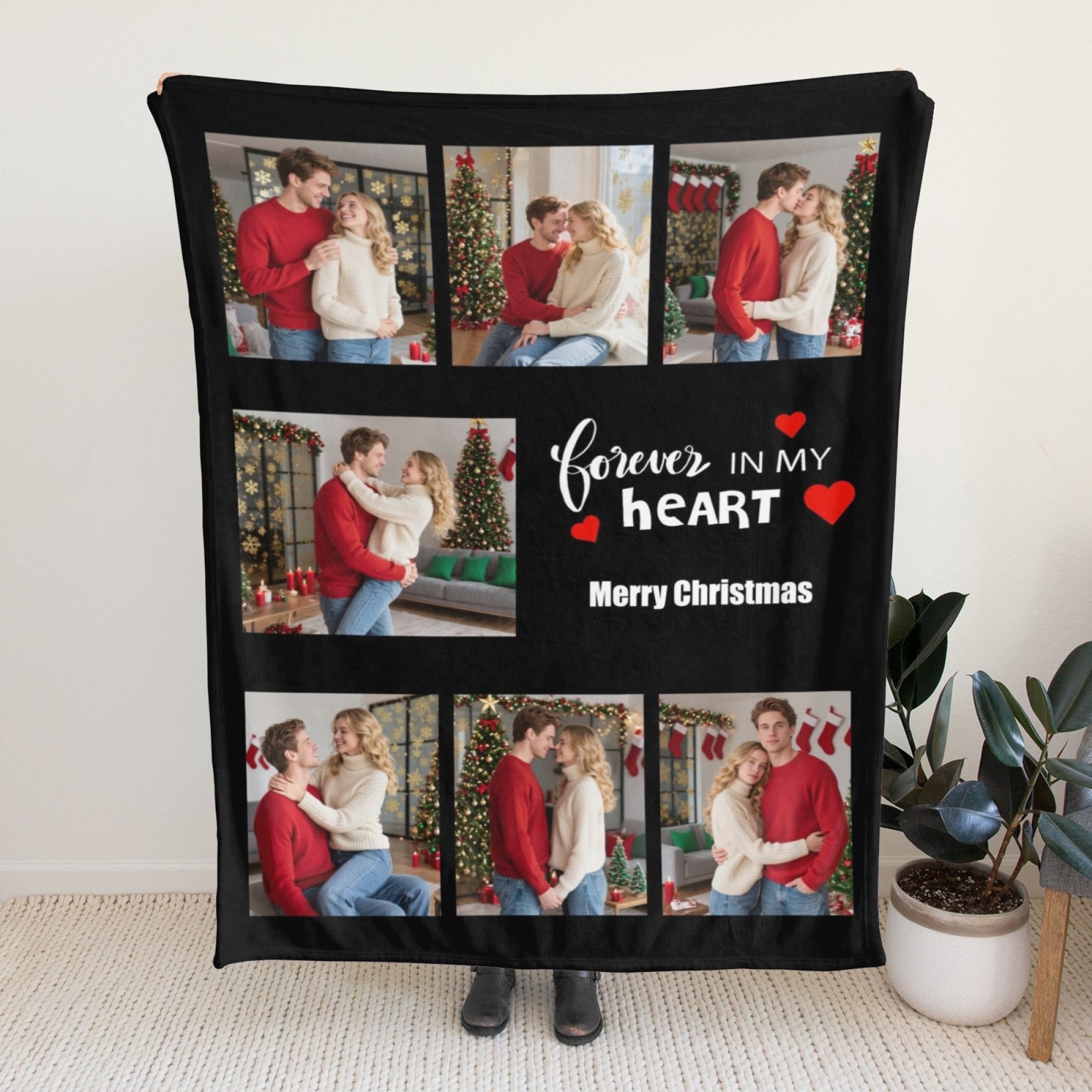 Custom Collage Photo Blanket Personalised Throw Blanket with Photos Text Christmas Gifts
