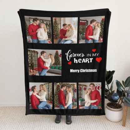 Custom Collage Photo Blanket Personalised Throw Blanket with Photos Text Christmas Gifts