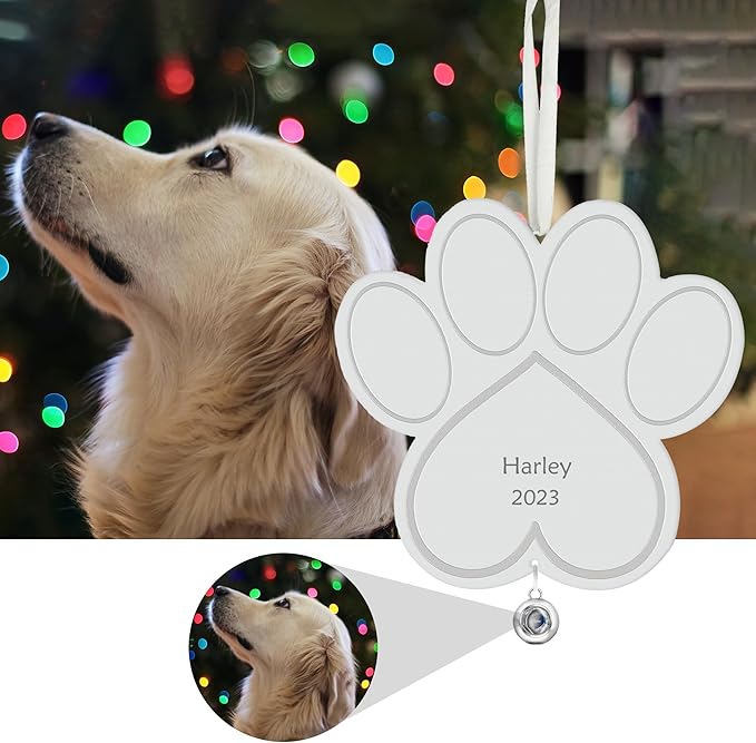 Personalised Photo Projection Memorial Ornament to Remember a Lost Family Member with Text Engraved