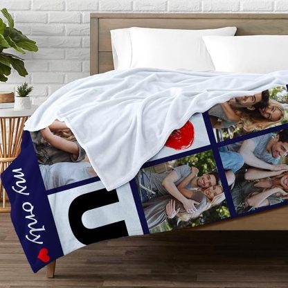 Custom Blanket with Photos Collage Blanket Personalised Throw Blanket with Photos Valentine's Day Gift for Couple