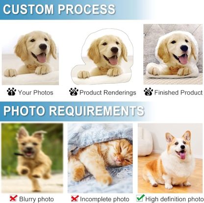 Custom 3D Pet Photo Pillow Personalised Picture Double Sided Printing Pet and Loved Ones Pillow Christmas Gifts