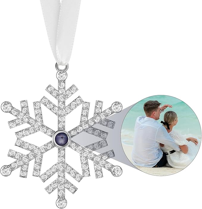 Personalised Christmas Picture Ornament with Custom Photo Projection for Tree Hanging Xmas Gifts