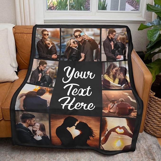 Custom Blanket with Picture Text Customized Blanket Throws Personalised Blanket Valentine's Day Gifts for Couple