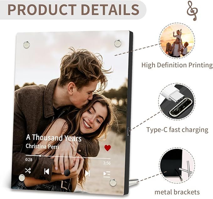 Personalised Music Photo Frame Song Ornaments Anniversary Gift For Her