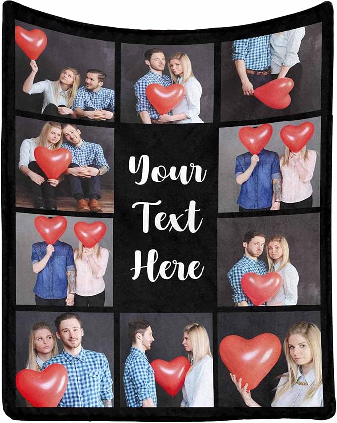 Custom Blanket with Photos Collage Blanket Personalised Throw Blanket with Photos Valentine's Day Gift for Couple