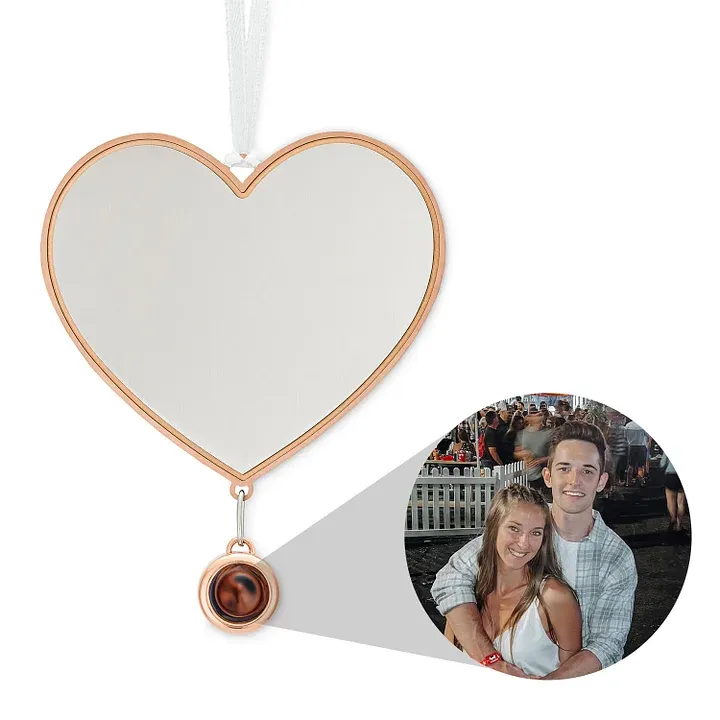 Personalised Heart Photo Ornament with Picture Inside and Text Engraved Christmas Gifts