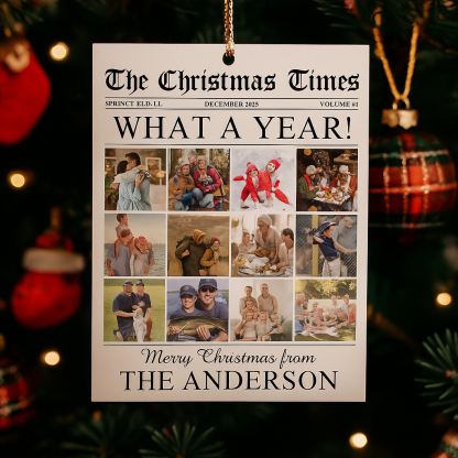 Personalised Christmas Newspaper Acrylic Photo Ornament Custom What A Year Holiday Gift Keepsake Decoration