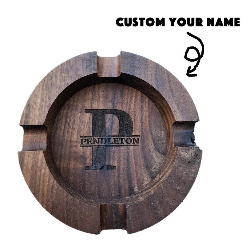 Personalised Cigar Ashtray Walnut Wood Monogram Cigar Ash Tray Gift for Men Personalised Wedding Gift