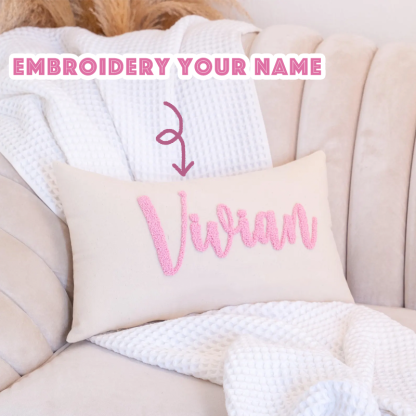 Handcraft Custom Embroidered Name Pillow with Punch Needle Newborn Baby Name Pillowcase Dorm Pillow with Name Dorm Gifts