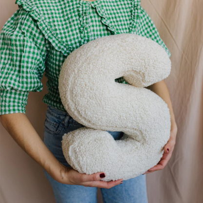 Personalised Alphabet Letter Pillow Embroidered Initial Cushion Nursery Decor Soft Sherpa Dorm Bed Pillow Baby Shower Gift