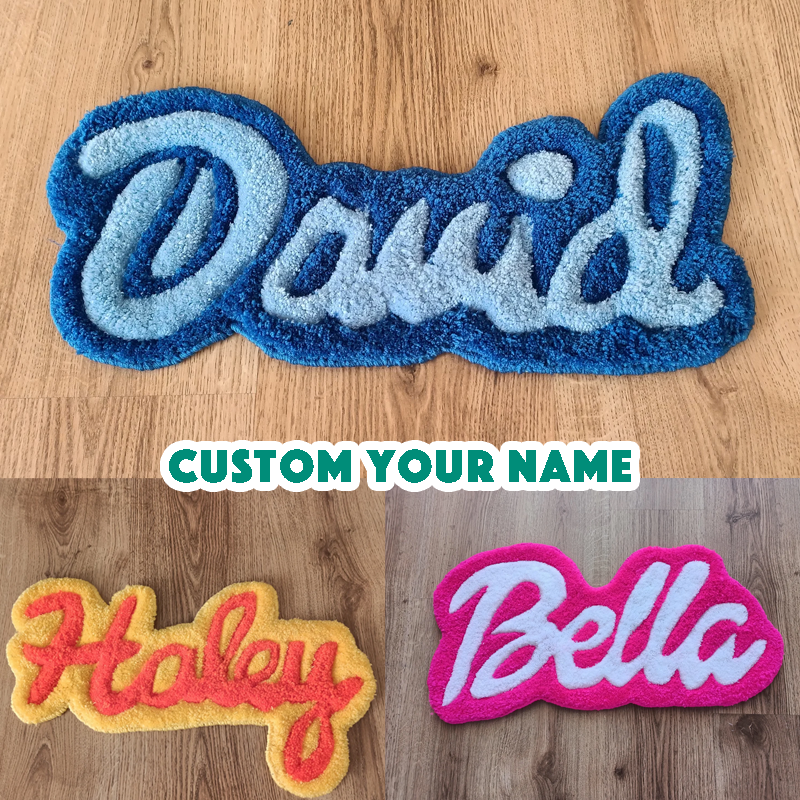 Custom Name Tufted Rug Punch Needle Personalised Kids Room Carpet Gift