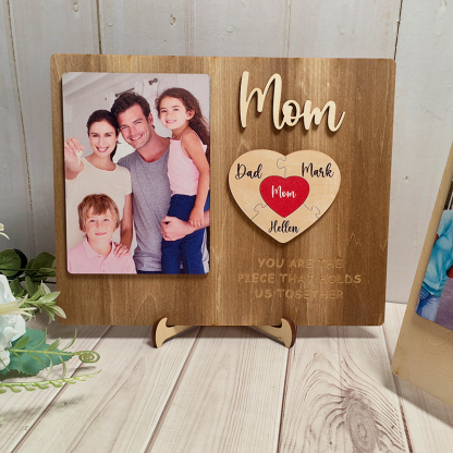 Personalised Heart Photo and Name Wooden Puzzle Custom Sign Mother's Day Gifts