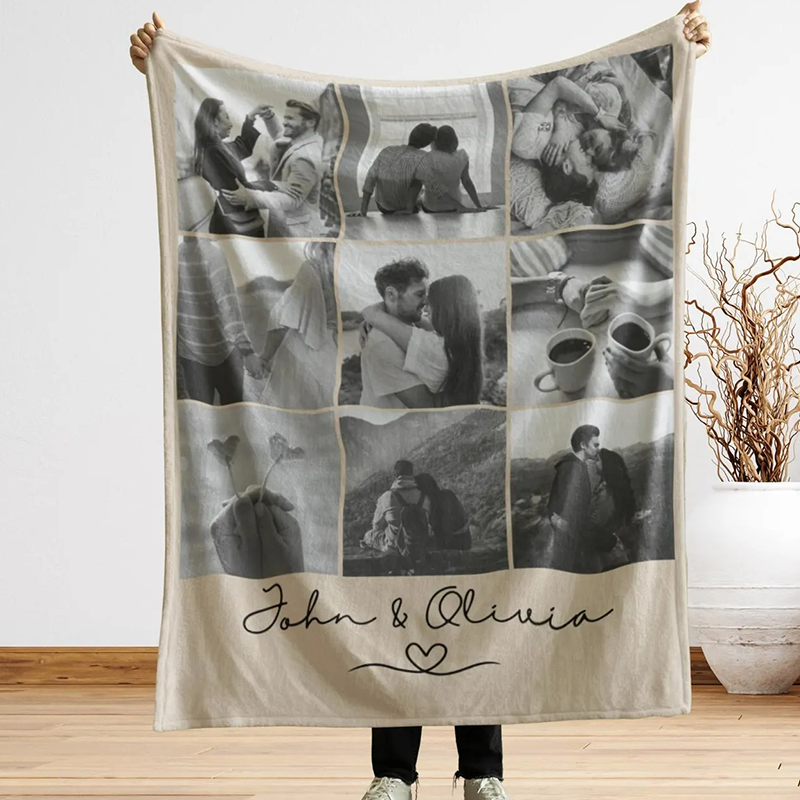 Custom Collage Photos Throw Blanket Anniversary Gifts Personalised Pictures Love Blanket Valentine's Day Gift for Couple