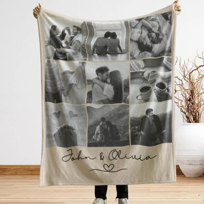 Custom Collage Photos Throw Blanket Anniversary Gifts Personalised Pictures Love Blanket Valentine's Day Gift for Couple