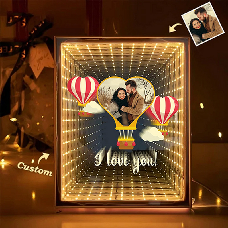 Personalised Couple Photo Love Corridor Custom Picture Mirror Lamp Gift for Couples
