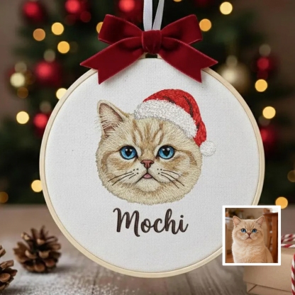 Custom Pet Portrait 3D Embroidered Ornament Personalised Dog&Cat Embroidery Ornament with Name Pet Memorial Gift Keepsake Gift Christmas Tree Decor