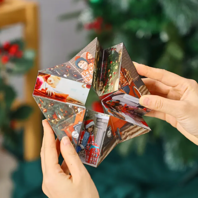 Personalised Wooden Photo Prisma Cube 15 Photos Folding Photo Rubic's Cube Valentines Day Gift Anniversary Gift