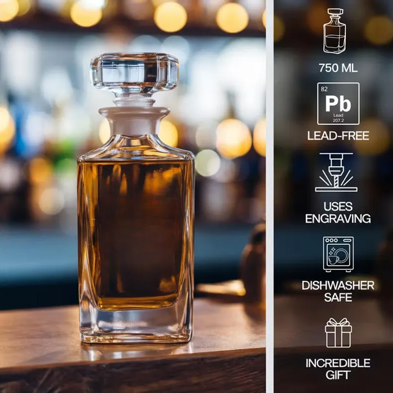 Custom Etched Photo Whiskey Glass Decanter Personalised Laser Engraved Bourbon Bottle Anniversary Gift for Him Dad Husband