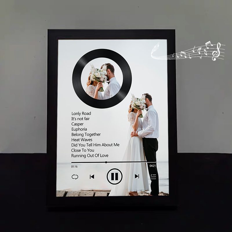 Custom Nine Songs Picture Frames Night Light with Personalised Photo Music Player (can play nine whole song)