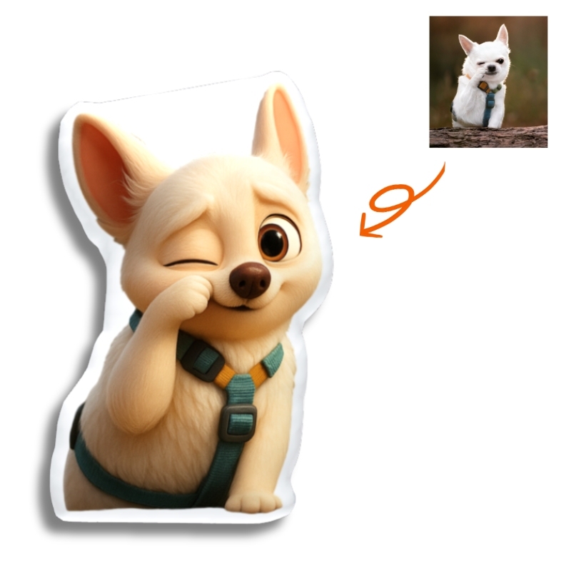 Custom 3D Pet Portrait Cartoon Photo Pillow Personalised Pixar Style Picture Printing Pet Cushion Pet Memorial Gifts