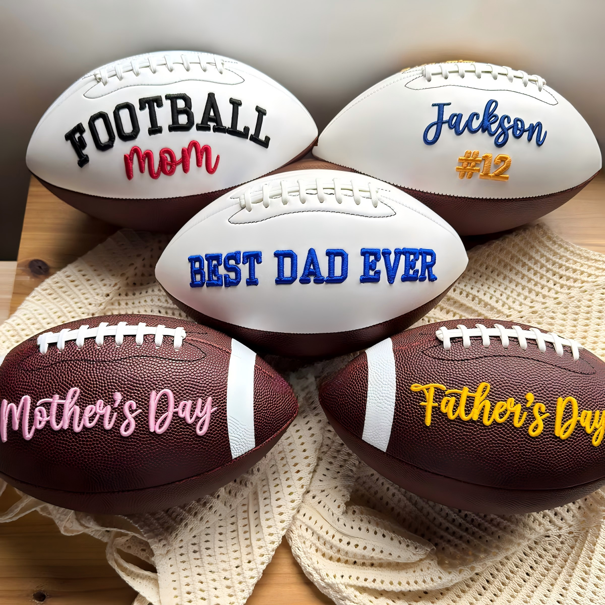 Personalised Embroidered Football Custom Keepsake Ball Fathers Day Gift from Kids
