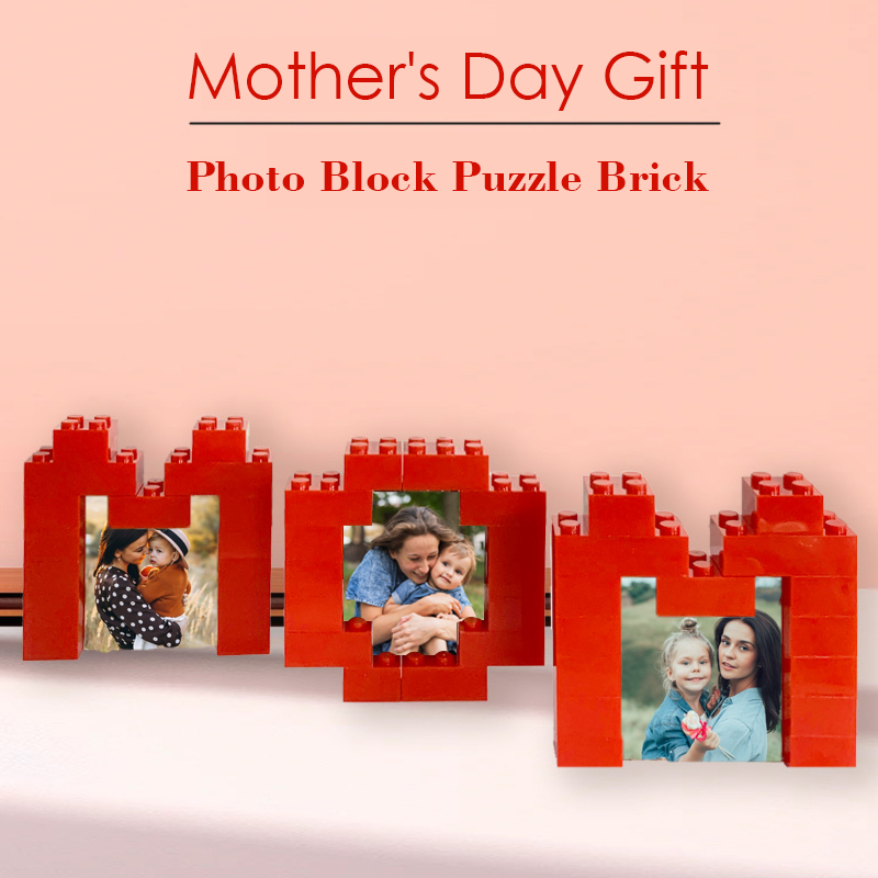 Custom Building Brick Puzzle Personalised Building Block Mom Heart Photo Block Gifts for Mom