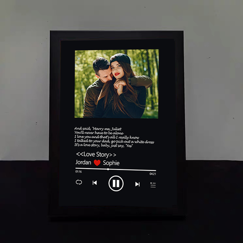 Custom Nine Songs Picture Frames Night Light with Personalised Photo Music Player (can play nine whole song)