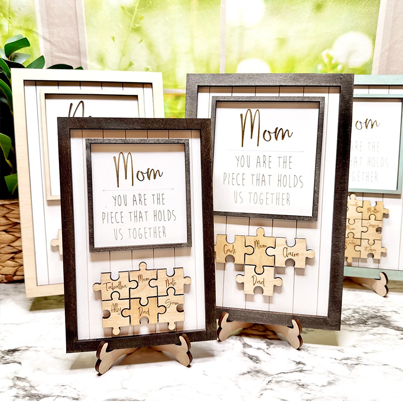 Personalised Name Wooden Puzzle Custom Sign Frame Mothers Day Gifts