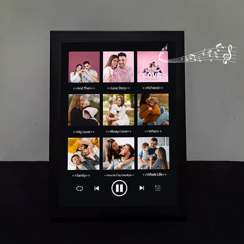 Custom Nine Songs Picture Frames Night Light with Personalised Photo Music Player (can play nine whole song)