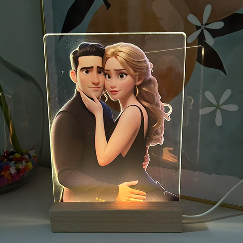 Personalised Cartoon Photo Pixar Inspired Portraits Style 3D Photo Night Light Christmas Gifts