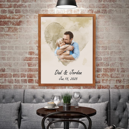 Personalised Watercolor Family Portrait from Photo Custom Painting Photo Frame Family Gifts for Father