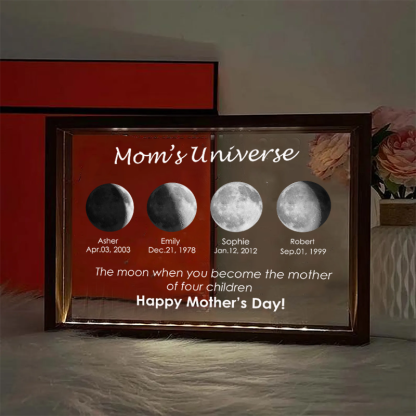 Custom Moon Phase and Name Night Light with Kids Names Personalised Birth Date LED Lamp Mothers day Gift for Mom