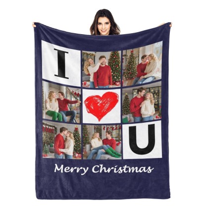 Custom Collage Photo Blanket Personalised Throw Blanket with Photos Text Christmas Gifts