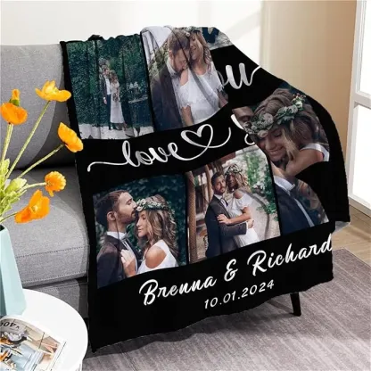 Custom Collage Photo Blanket Personalised Throw Blanket with Photos Text Christmas Gifts