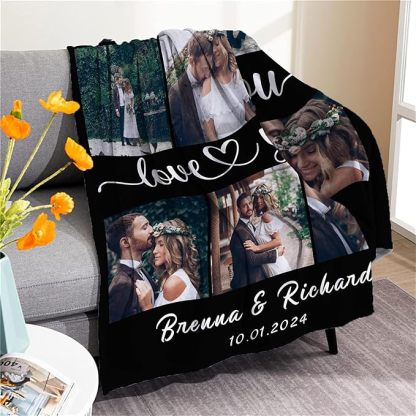 Custom Collage Photos Throw Blanket Anniversary Gifts Personalised Pictures Love Blanket Valentine's Day Gift for Couple