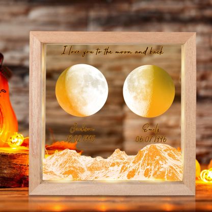 Custom Birth Moon Phases LED Light Frame Personalised Moon Night Light Gifts for Lovers