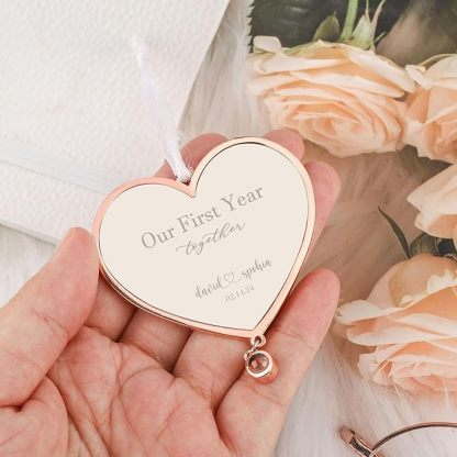 Personalised Heart Photo Ornament with Picture Inside and Text Engraved Christmas Gifts