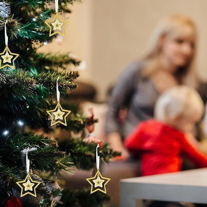 Personalised Picture Ornament for Christmas Tree Custom Projection Drop Snow Star Pendant with Picture Inside Xmas Gift