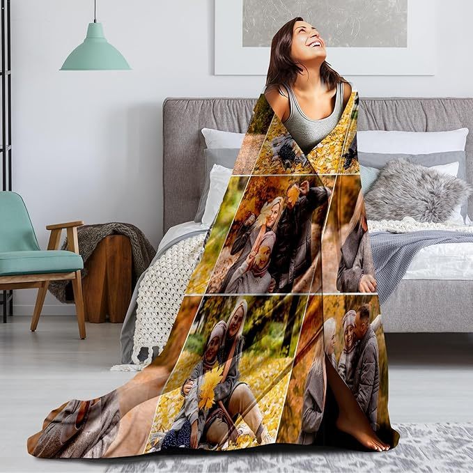 Custom Blanket with Picture Customized Blankets with Photos Christmas Personalised Blankets